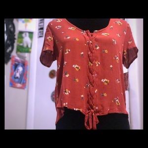 ON SALE✨ Pink Republic Lace-Up Front Top